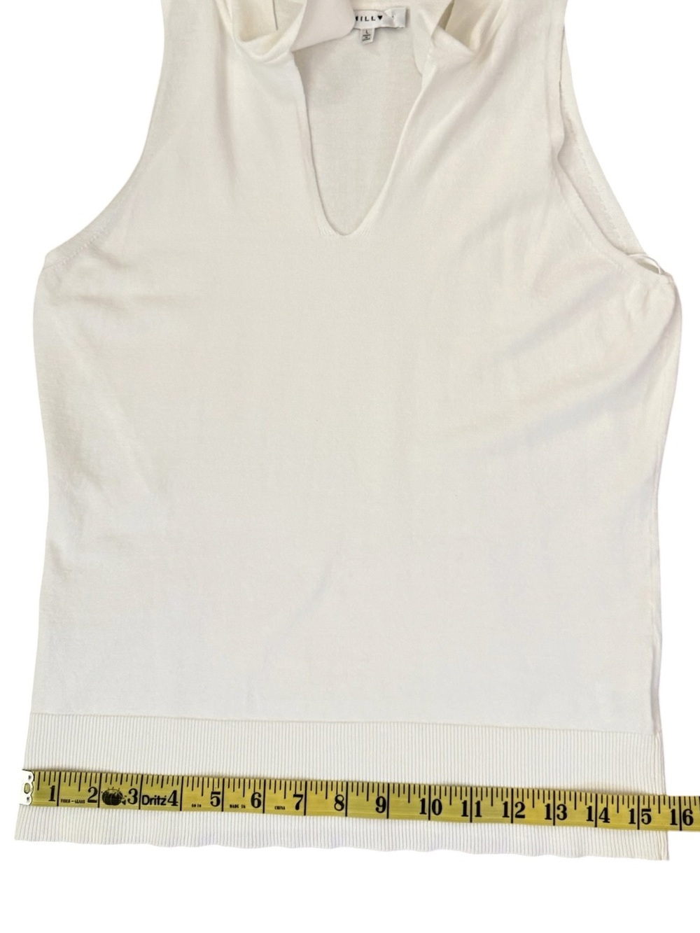 Milly Tie Neck Sleeveless Sweater Large Cream Ivory Knit Shell Top - Picture 10 of 13